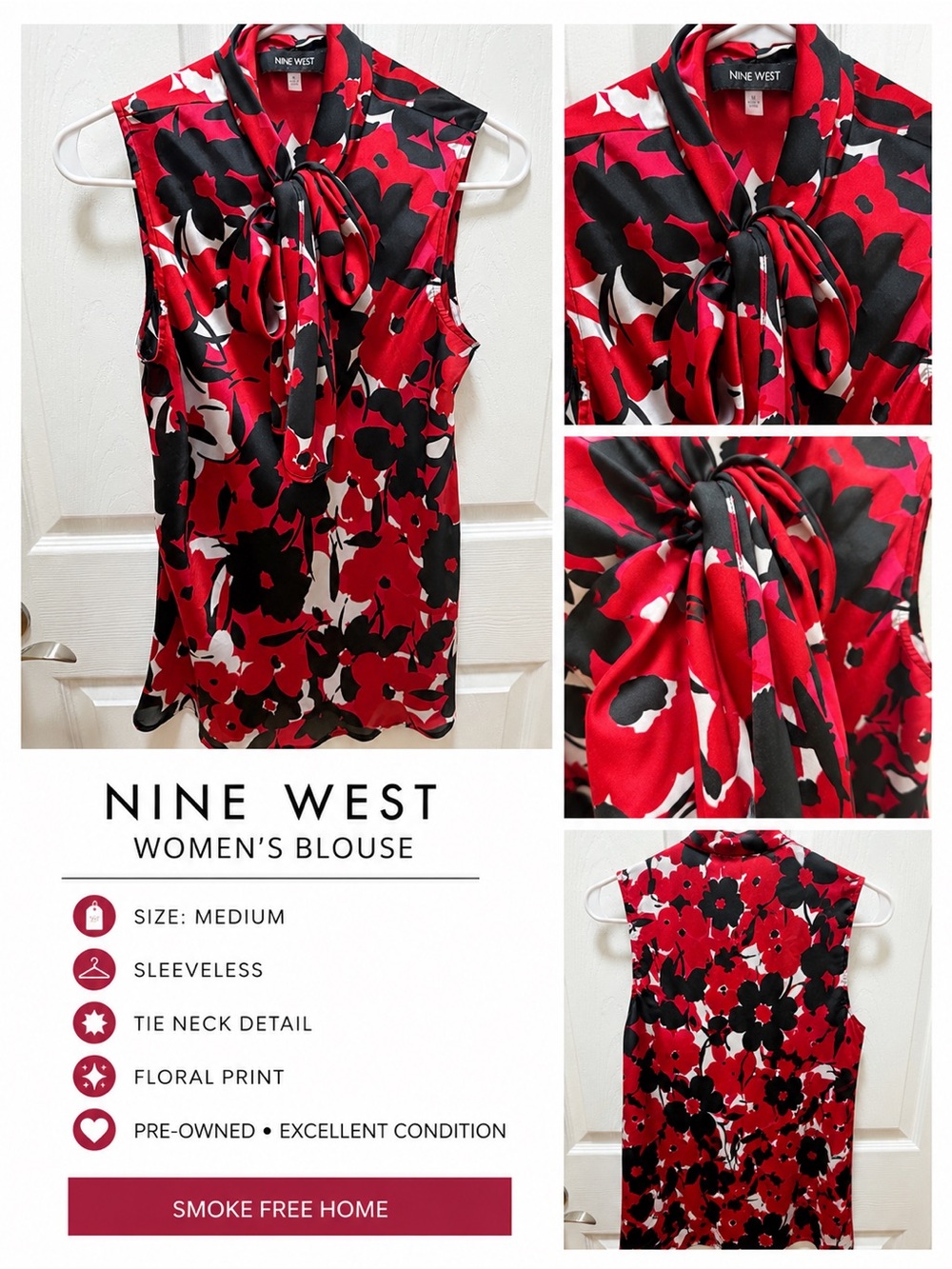 ✨ Nine West Sleeveless Tie Neck Blouse ✨
Size Medium